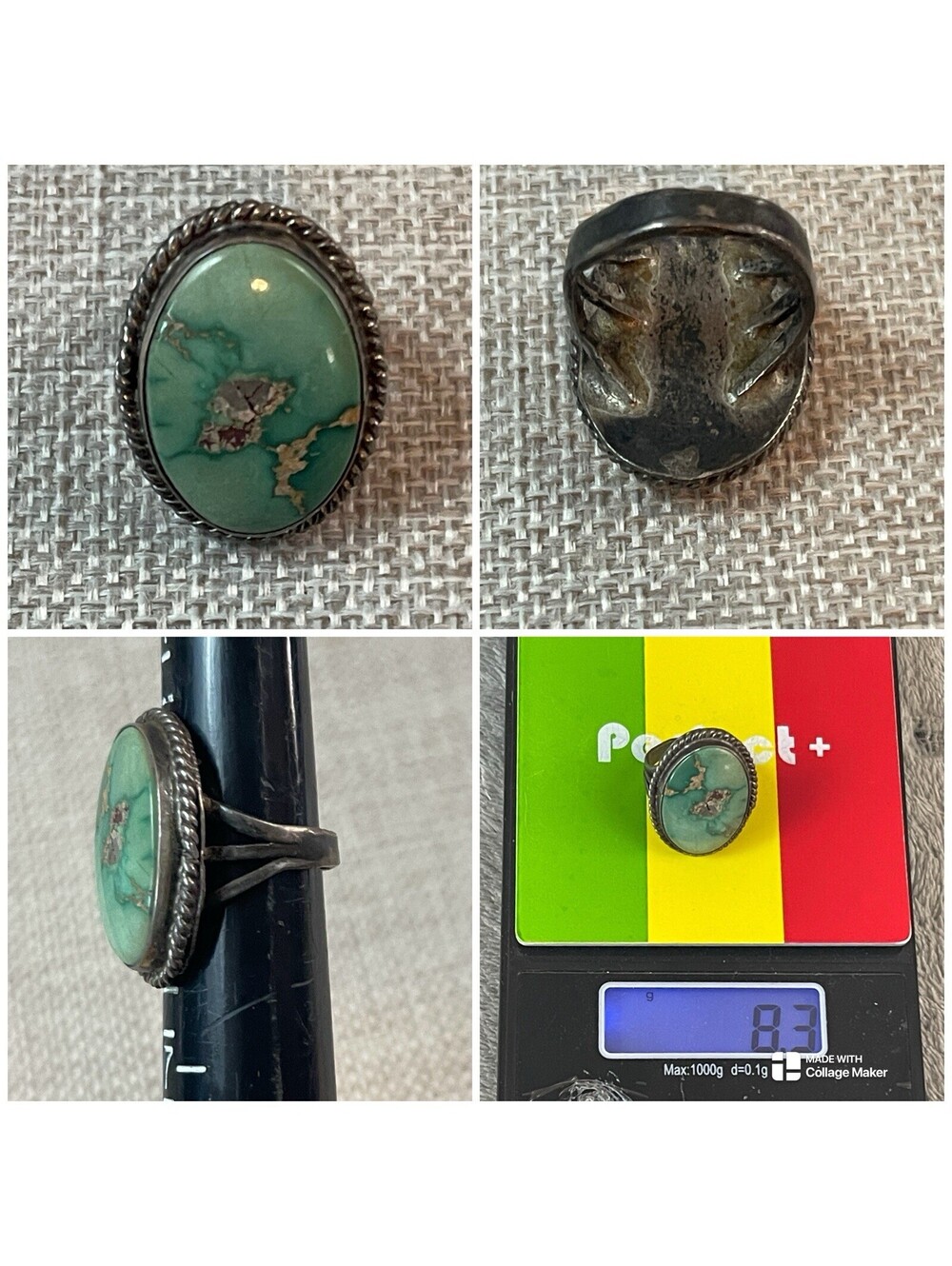 Vintage Southwestern Sterling Silver Turquoise Ring, Size 6